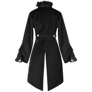 Gothic Women's Mid-Length Coat - Autumn/Winter Stylish Slim Trench Coat Dark-Style Stand-Collar Court Tailcoat