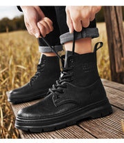 Men's Ankle Boots, Retro British High-top Men's Boots, High-quality Leather Shoes, 2025 New Style Outdoor Men's Motorcycle Boots
