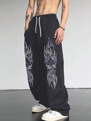 Men's Loose Gothic Dark Style Outdoor Casual Sport Leggings – The Ultimate Choice for Campus Fashion Pairing Trousers