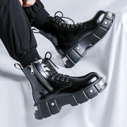 Men's High-Top Thick-Sole Height-Increasing Boots Trendy Metal Punk Style Oversized Boots High-Top Men's Footwear