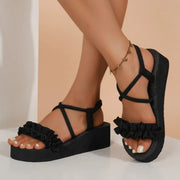 2025 Women Summer Sandals Leisure Wedges Shoes Soft EVA Sole Light Weight Elastic Back Strap Girls Student Platform Sandalias