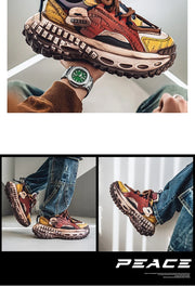 Gothic Style Trend Men Chunky Sneakers Street Fashion Men's Sports Shoes Comfortable Low Cut Casual Sneakers Male Heighten Shoes