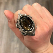 Gothic Punk Style Men's Gems Stone Rings for Men Women Open Adjustable Rings Engagement Wedding Jewelry Gifts Accessories