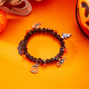 Gothic Pumpkin Pendant Bracelets Zinc Alloy Crystal Halloween Hand Chain Resin Elastic Crystal Beaded Bracelet Accessories