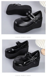 Brand New Female Lolita Cute Mary Janes Pumps Platform Wedges High Heels women's Pumps Sweet Gothic Punk Shoes Woman