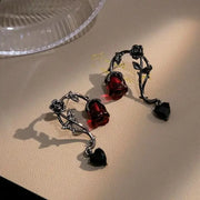 Gothic Red Rose Blossom Earrings Women Punk Halloween Jewellery Creativity Fashion Gorgeous Statement Jewelry Girl Gifts