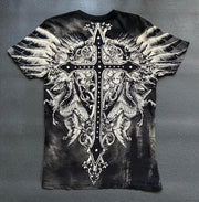2000s Gothic T shirt Suffering Skeleton Print Top Y2K Angel Hip Hop Harajuku Street Plus Size Loose T shirt Fashion Clothing