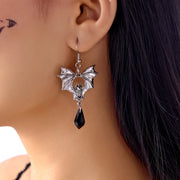 Gothic Bat Earrings Black Red Crystal Fringe Drop Pendant Dark Halloween Dangle Jewelry For Women Men Party Accessories Gifts