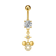Elegant Dangled Belly Piercing Jewelry Fashion Dragonfly Owl Butterfly Shaped Curved Navel Rings Stainless Keys CZs Belly Ring