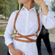 Women Bondage Sexy Corset Gothic Waist Belt Adjustable Straps Body Harness Pu Leather Retro Leather Decoration Garter Sword Belt