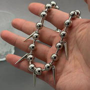 Gothic Fashion Big Chunky Ball Chain Rivet Choker Necklace for Women Men Punk Y2K Grunge Spiked Bead Chain Necklace