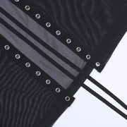 Harajuku Punk Black Hollow Out Skirt Y2K Goth Grunge Patchwork Eyelet Split Long Skirt Summer Sexy Night Club Skirt