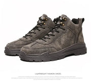 Men's High-top Boots in Solid Color Retro Style Fashionable Flat and Durable Handcrafted All-season Outdoor Work Boots