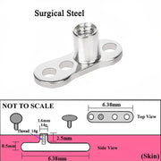 Surgical Steel Surface Piercing Dermal Anchor Microdermals Piercing CZ Perforation Accessories Micro Skin Diver Piercing Jewelry