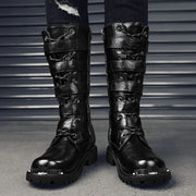 2025 High Leather Boots Men Black Boots Gothic Punk Motorcycle Boots Men Big Size 46 Comfy Platform Boots for Men Tooling Boots
