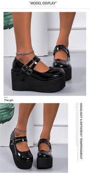 Brand New Female Lolita Cute Mary Janes Pumps Platform Wedges High Heels women's Pumps Sweet Gothic Punk Shoes Woman