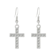 Gothic Cross Pearl Dangle Earrings for Women Elegant Tassels Sparkling Zircon Rhinestone Romantic Ear Accessorie Fashion Jewelry