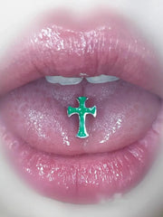Multi-color Gothic cross tongue ring titanium steel piercing tongue jewelry cool punk style body piercing jewelry