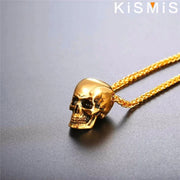 Gothic Skull Necklace for Men Women Stainless Steel Pendant Chain Halloween Jewelry Gift Gold Silver Black Plated