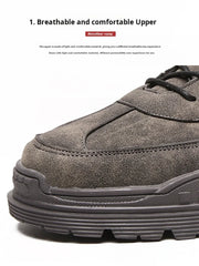 Men's High-top Boots in Solid Color Retro Style Fashionable Flat and Durable Handcrafted All-season Outdoor Work Boots