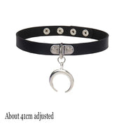 Pink Gothic Chain Necklace Leather Choker Party Punk Chokers Collar Goth Necklaces Women Black PU Kawaii Witch Rave Jewelry