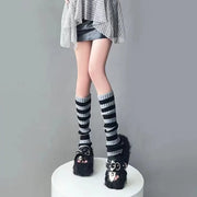 Gothic Women's Striped Leg Warmers Lolita Long Socks Knitted Leggings Japanese Sweets Winter Socks Kawaii Arm Ankle Warmers