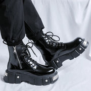 Men's High-Top Thick-Sole Height-Increasing Boots Trendy Metal Punk Style Oversized Boots High-Top Men's Footwear