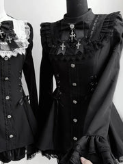 Gothic Vintage Hot Girl Patchwork Dress Women Lolita Y2k Design Prom Dress Female Lace Chic Korean Popular Clothes Halloween