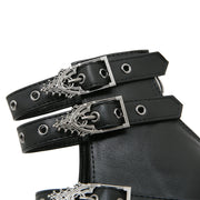 Gdgydh Goth Style Women Block Heels for Halloween Fashion Buckle Strap Dress Pumps Platform Mary Jane Shoes Stylish Back Zipper