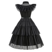 Gothic Style Black Dress Wensday Party Ball Gown Children Halloween Cosplay Adams Family Costume