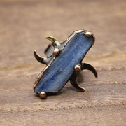 Gothic Natural Crystal Rings Boho Hypoallergenic Adjustable Rings Alloy Unique Design Raw Stone Rings Alternative Fashion