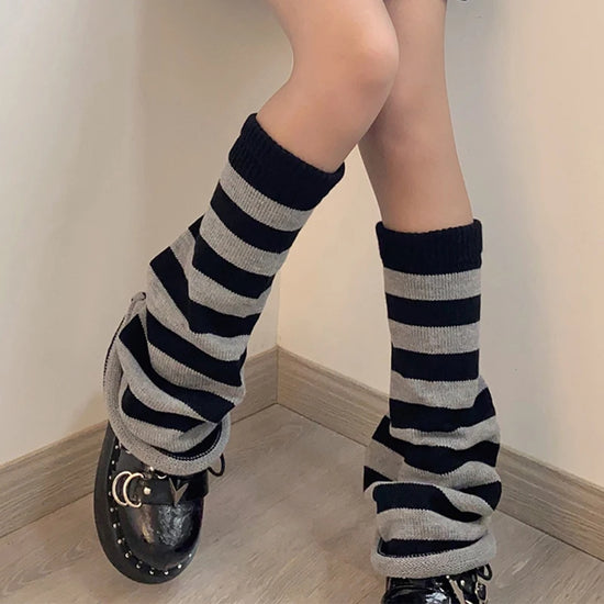 Gothic Women's Striped Leg Warmers Lolita Long Socks Knitted Leggings Japanese Sweets Winter girl Socks Kawaii Arm Ankle Warmers