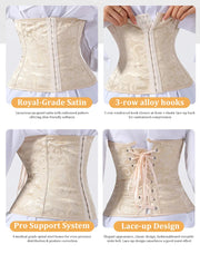 Women's Gothic Corset Waist Trainer Shaping Top with 3 Hooks and Bust Support Slimming Bodysuit for Layering or Outerwear Sty