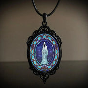 Gothic Horror Cameo Necklace Women Man Witch Jewelry Accessories Bat Castle Crow Black Cat Pumpkin Charm Rope Chain Choker Trend