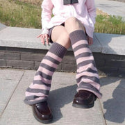 Gothic Women's Striped Leg Warmers Lolita Long Socks Knitted Leggings Japanese Sweets Winter girl Socks Kawaii Arm Ankle Warmers