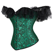 Gothic Women Off Shoulder Corset with Lace Sleeves Elegant Victorian Showgirl Party Costume Sexy Plus Size Corsets