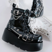 New Gothic Style Platform Vampire Cosplay Women Mid-calf Boots 2024 Winter Wedges Comfy Women Motorcycle Boots Shoes
