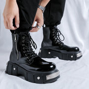 Men's High-Top Thick-Sole Height-Increasing Boots Trendy Metal Punk Style Oversized Boots High-Top Men's Footwear