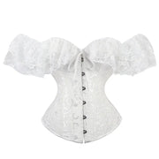 Gothic Women Off Shoulder Corset with Lace Sleeves Elegant Victorian Showgirl Party Costume Sexy Plus Size Corsets