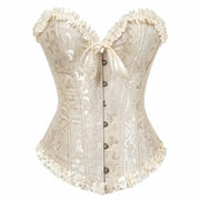Gothic Corsets Lace Up Corset Top Y2K Jacquard Design Bustier Corset Boned Structure Floral Lace Waist Trainer Cincher Women
