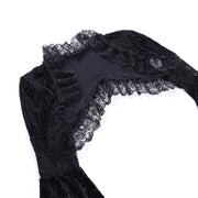 Goth Dark Elegant Evening Velvet Cheongsam Dresses Mall Gothic Lace Flare Sleeve Crop Tops Grunge Split Cut Out Partywear Dress