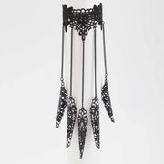IngeSight.Z Gothic Black Hollow Lace Nail Set Bracelet for Women Goth Halloween Ghost Finger Bracelet Holiday Party Jewelry