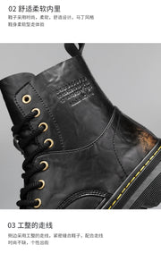Men's Ankle Boots, Retro British High-top Men's Boots, High-quality Leather Shoes, 2025 New Style Outdoor Men's Motorcycle Boots