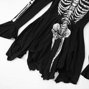 Halloween Gothic Women Dress Long Sleeve High Waist Cosplay Skull Dresses Goth Aesthetic 90s Egirl Sexy Slim Party Holiday Club