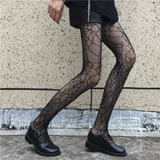 Gothic Tights Women Leggings Lolita Hollowed Out Mesh Stockings Japanese Bottomed Lace Pantyhose Floral Rattan Black Stocking