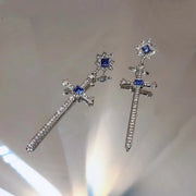 Gothic Cross Pearl Dangle Earrings for Women Elegant Tassels Sparkling Zircon Rhinestone Romantic Ear Accessorie Fashion Jewelry