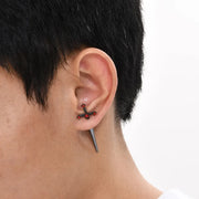 Gothic Kinitial Sword Earrings Vintage Cool Punk Crystal Ear Jacket Goth Dagger Earrings For Men Rock Anniversary Jewelry Gift