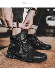 Camouflage Men's Boots Trendy Casual Workwear Shoes Medium Top Boots Retro Hiking Trekking Climbing Desert Boots Motocross Boots