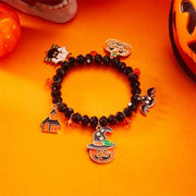 Gothic Pumpkin Pendant Bracelets Zinc Alloy Crystal Halloween Hand Chain Resin Elastic Crystal Beaded Bracelet Accessories