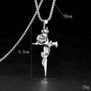 Gothic punk rose men's necklace fashionable hip-hop retro cross pendant popular jewelry decoration gift